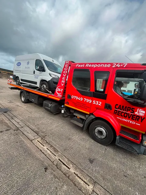 Camps Recovery Limited truck with a panel van loaded